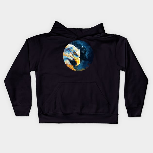 Eagle Eye Digital Bird Painting Kids Hoodie by Flo Art Studio